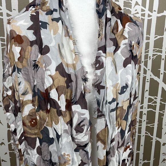 Spring Ready Browns and Grey Abstract Floral Lightweight Infinity Scarf - Picture 5 of 8